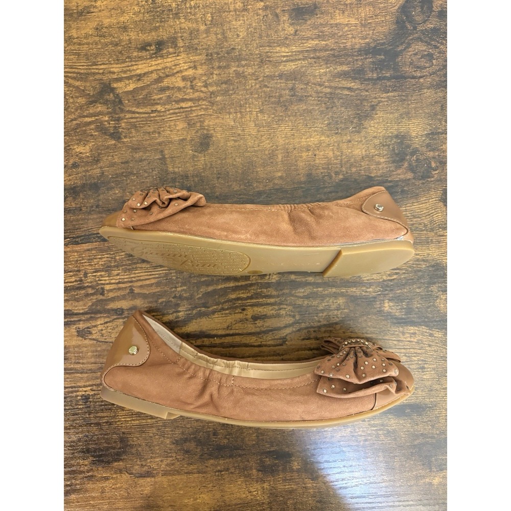 Gianni Bini Balletcore Madison Tan Patent Suede Bow Ballet Flats Brown 7 - Picture 7 of 8